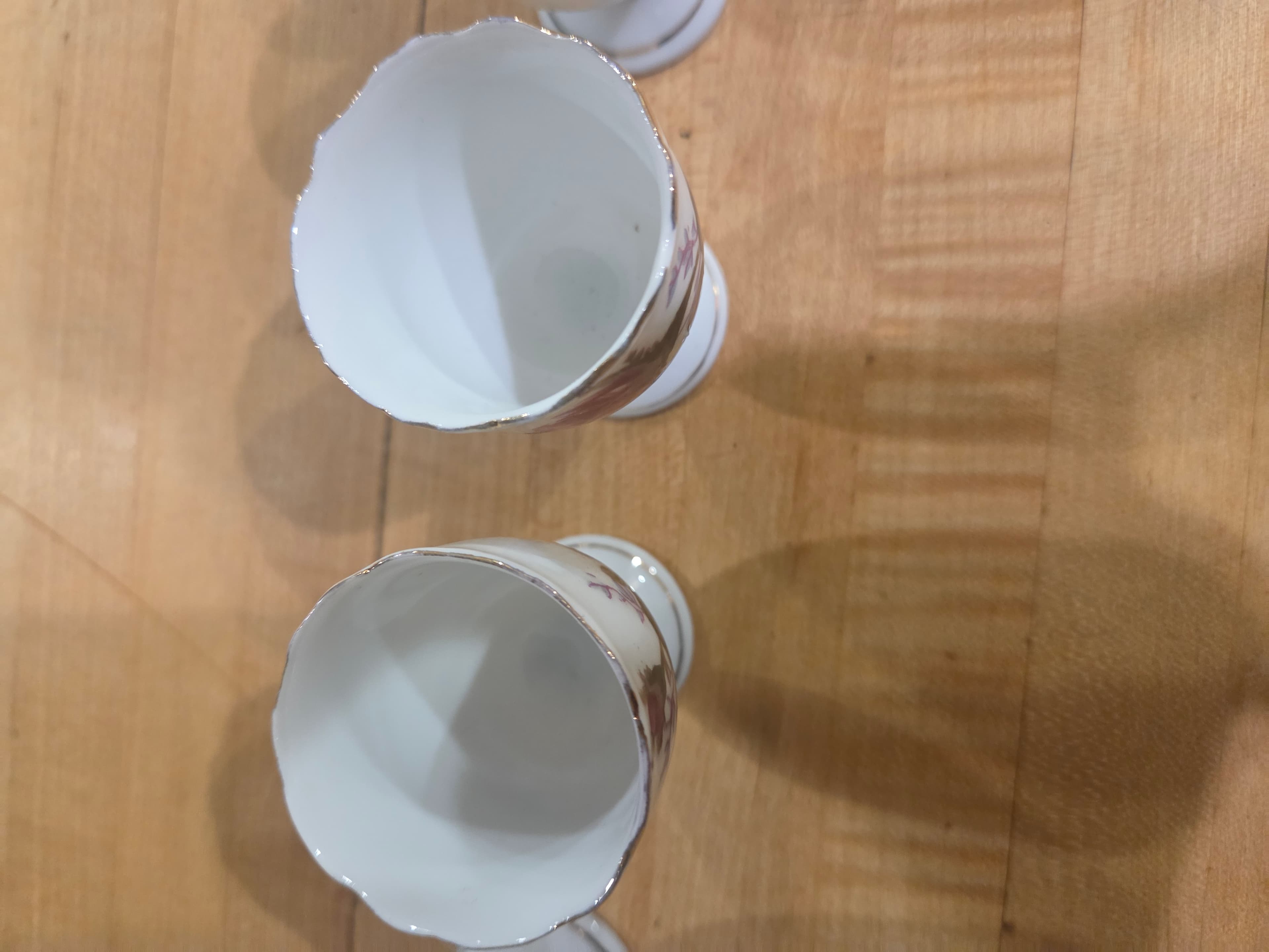 Set of 5 Vintage Japan Porcelain Pink Rose Footed Egg Cups Gold Trim - Thumbnail 8