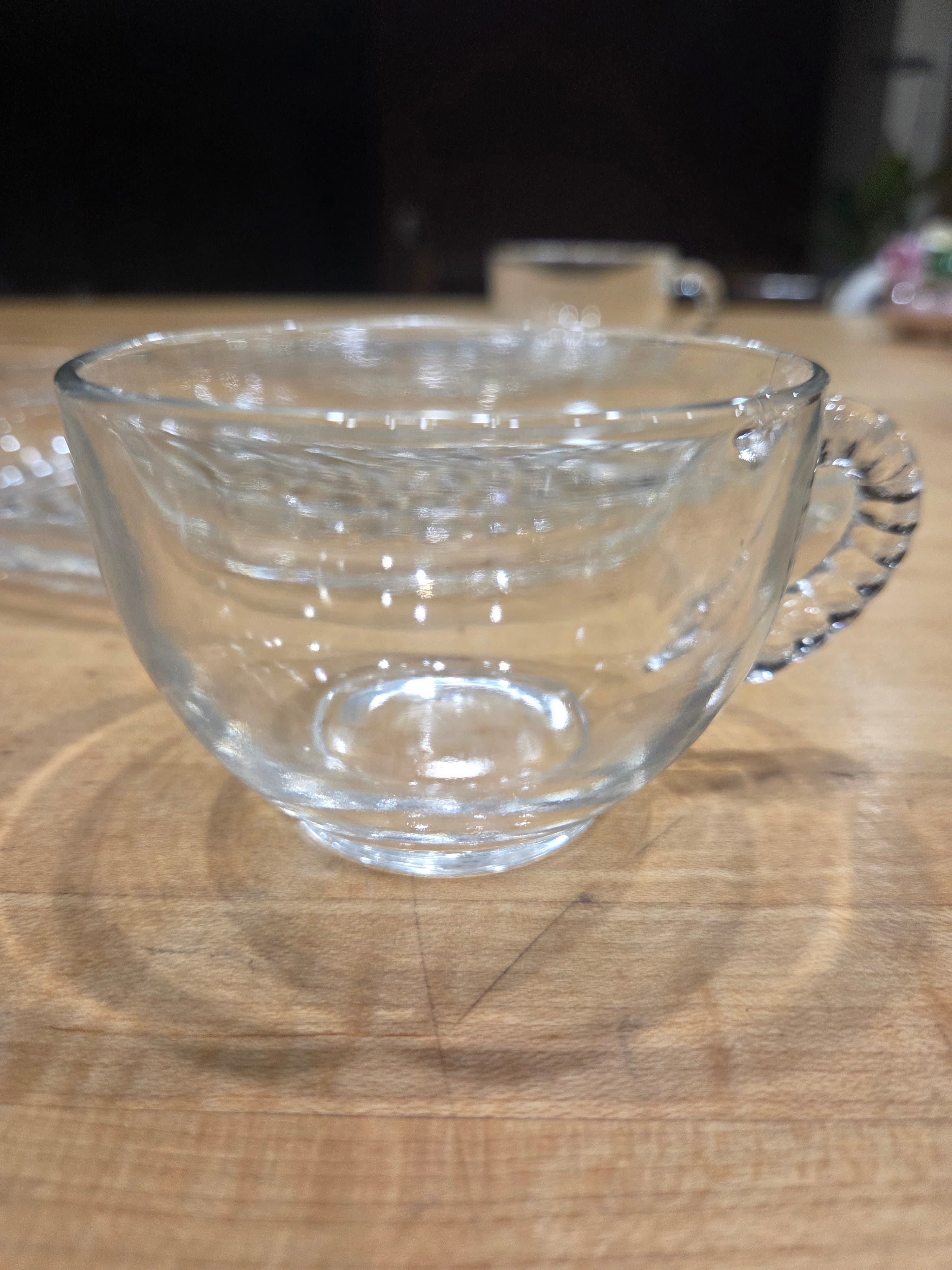 Set of 4 Vintage Federal Glass Homestead Wheat Snack Plates and Cups 8pc - Thumbnail 3