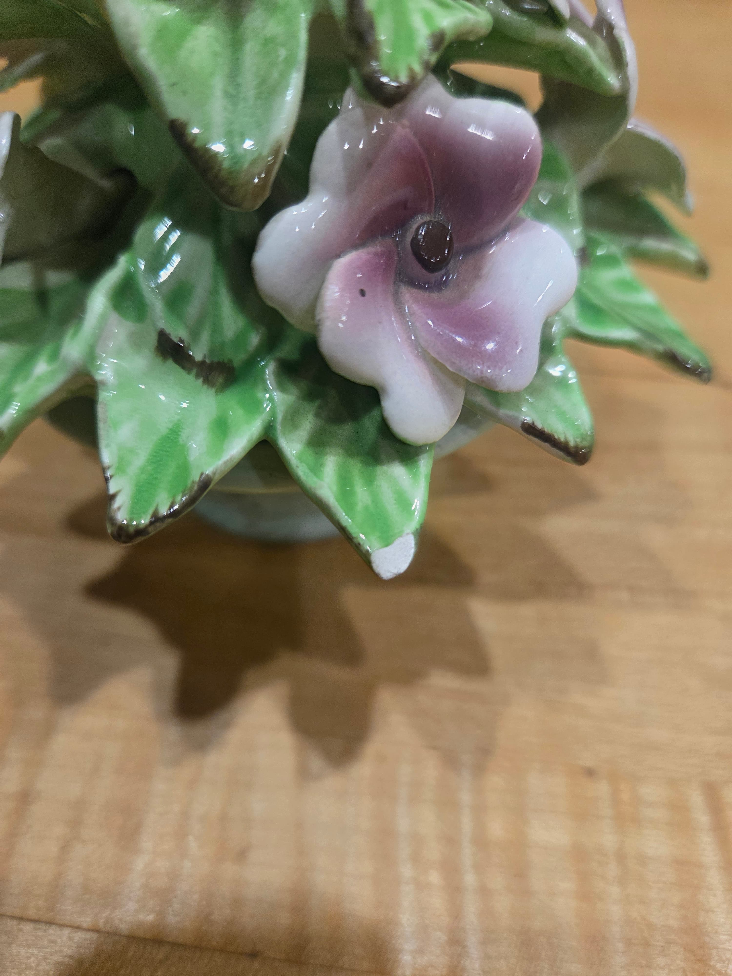 Vintage Norleans Japan Ceramic 3D Lavender Floral Pyramid Centerpiece - Thumbnail 4