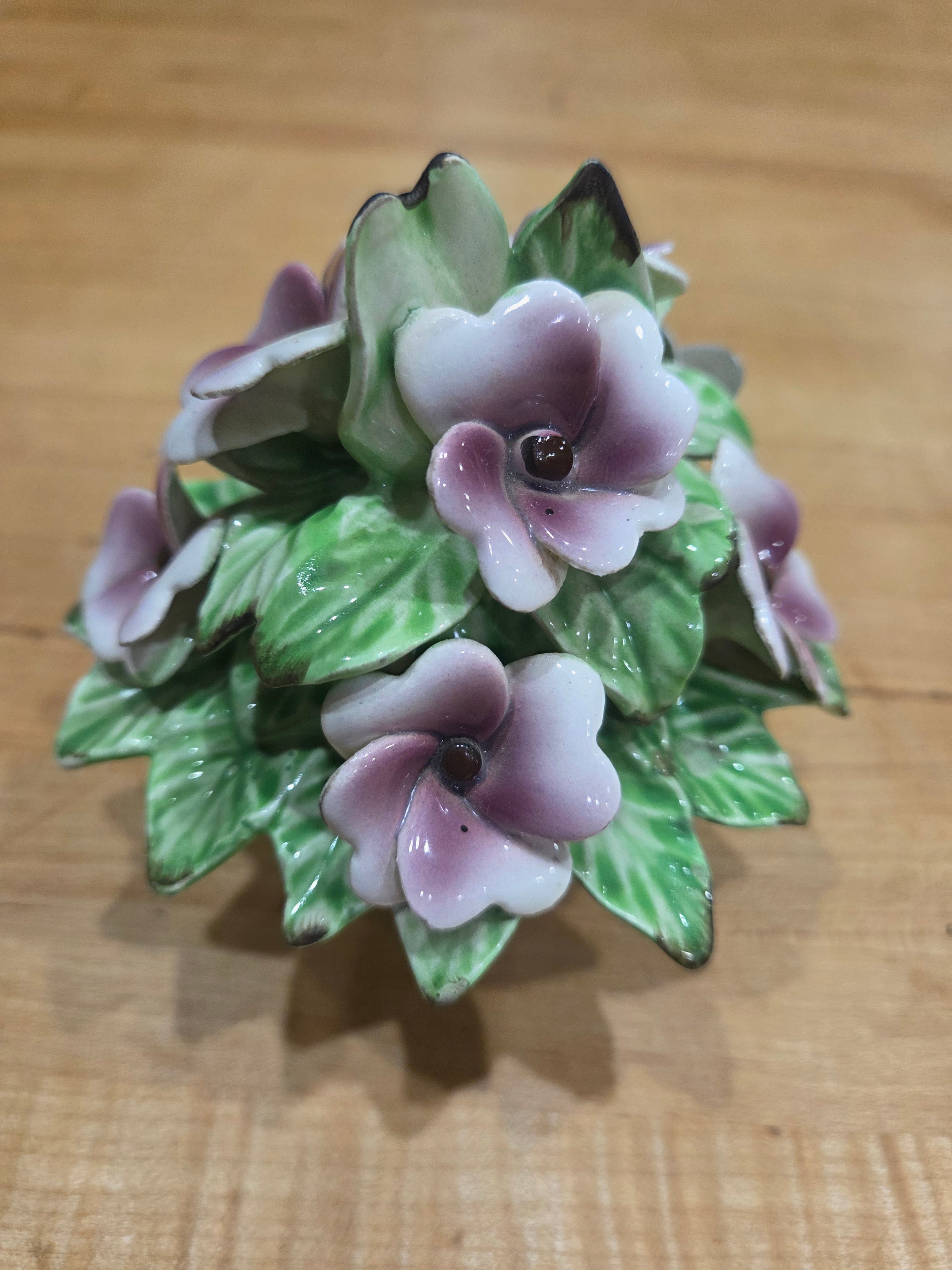 Vintage Norleans Japan Ceramic 3D Lavender Floral Pyramid Centerpiece - Thumbnail 2