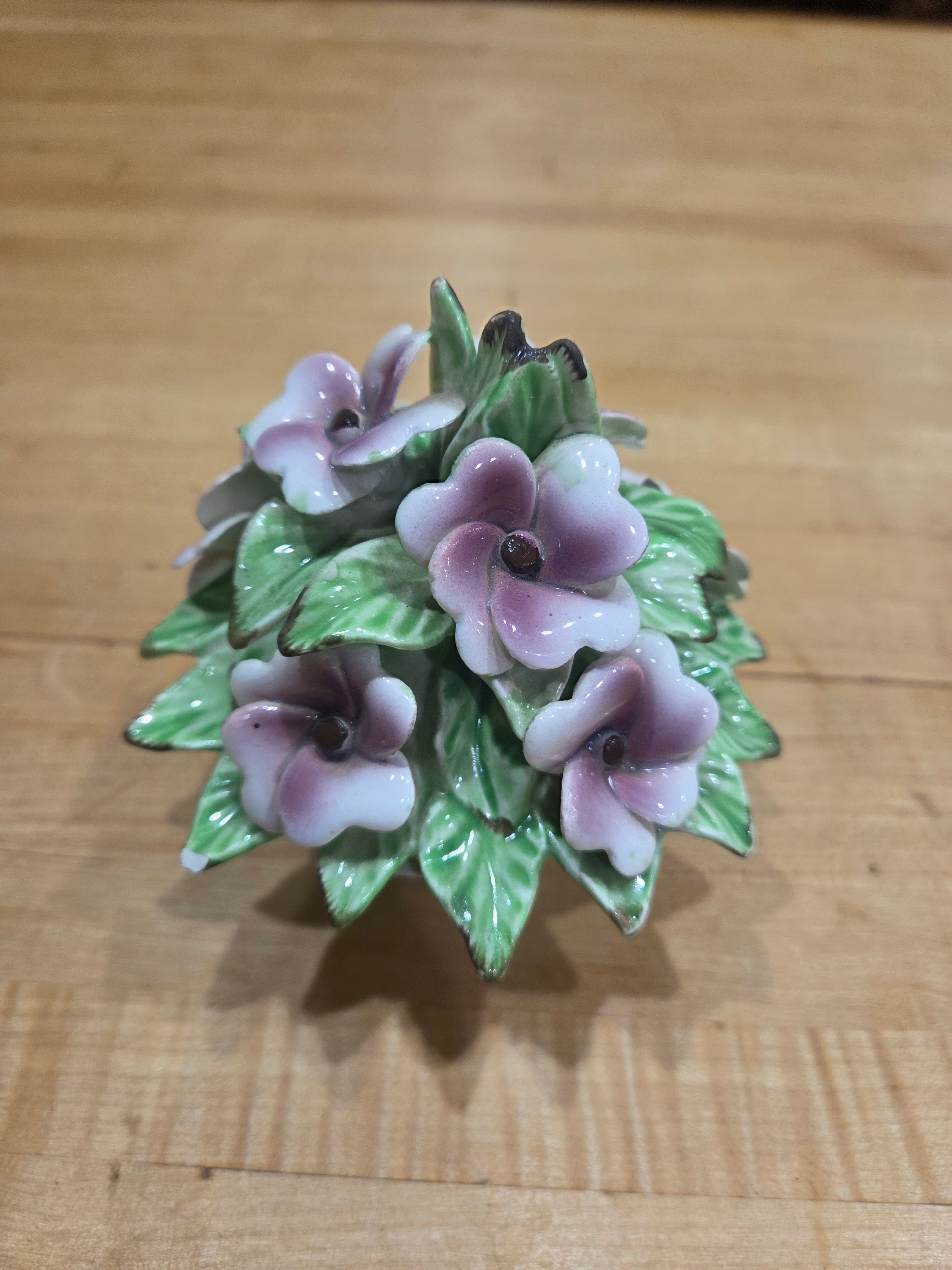 Vintage Norleans Japan Ceramic 3D Lavender Floral Pyramid Centerpiece