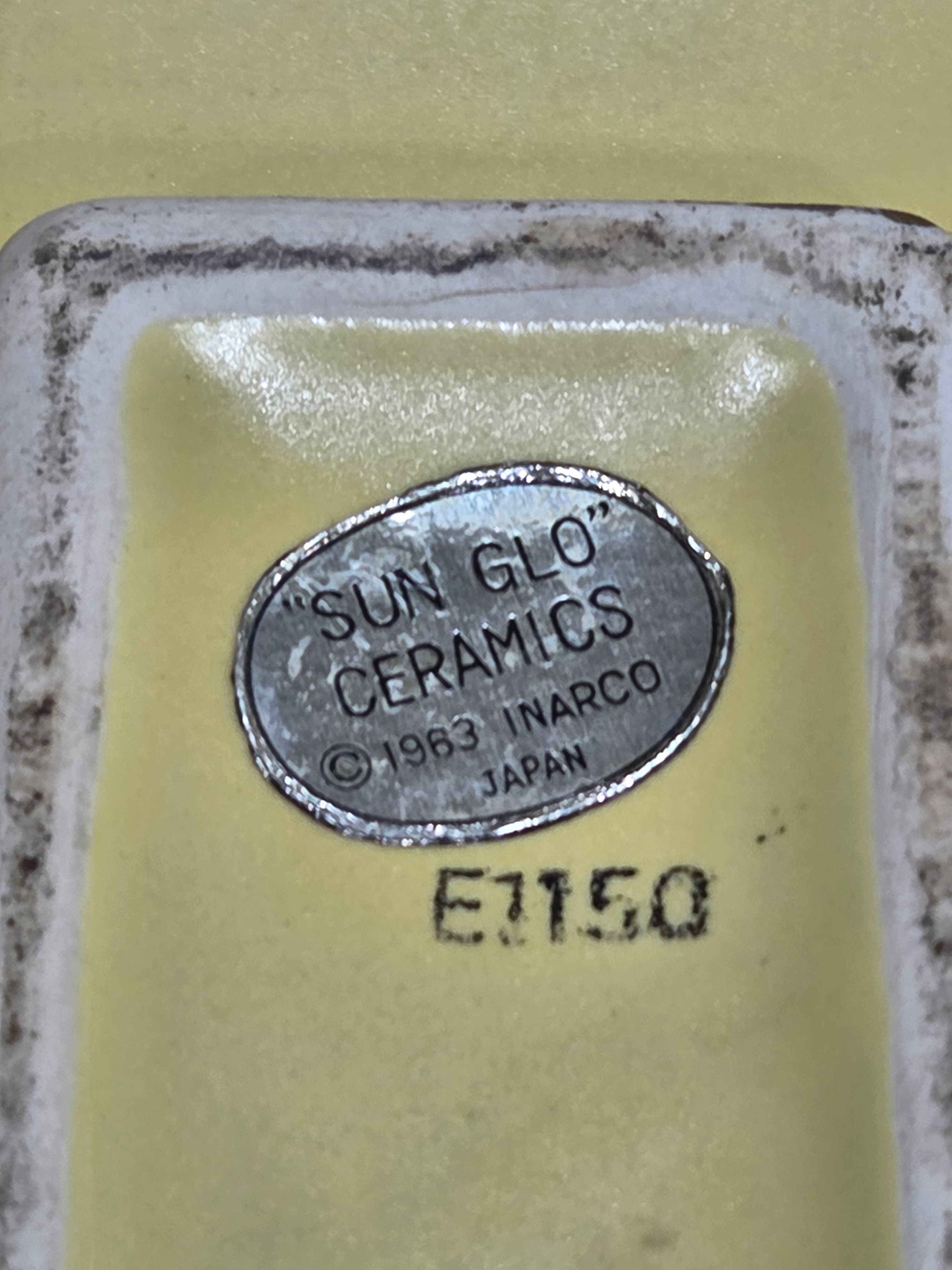 Vintage 1963 Inarco Sun Glo Yellow Ceramic Rectangular Planter E1150 Japan - Thumbnail 4