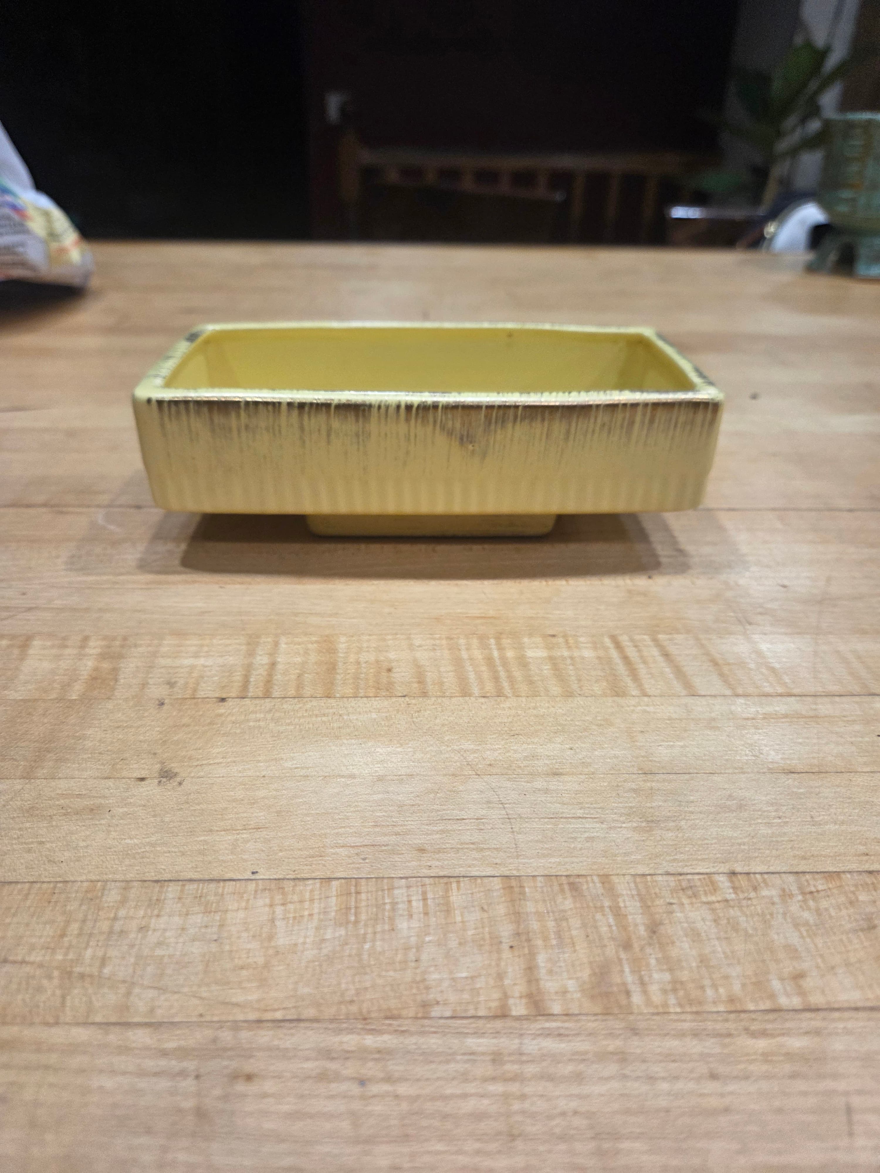 Vintage 1963 Inarco Sun Glo Yellow Ceramic Rectangular Planter E1150 Japan - Thumbnail 8