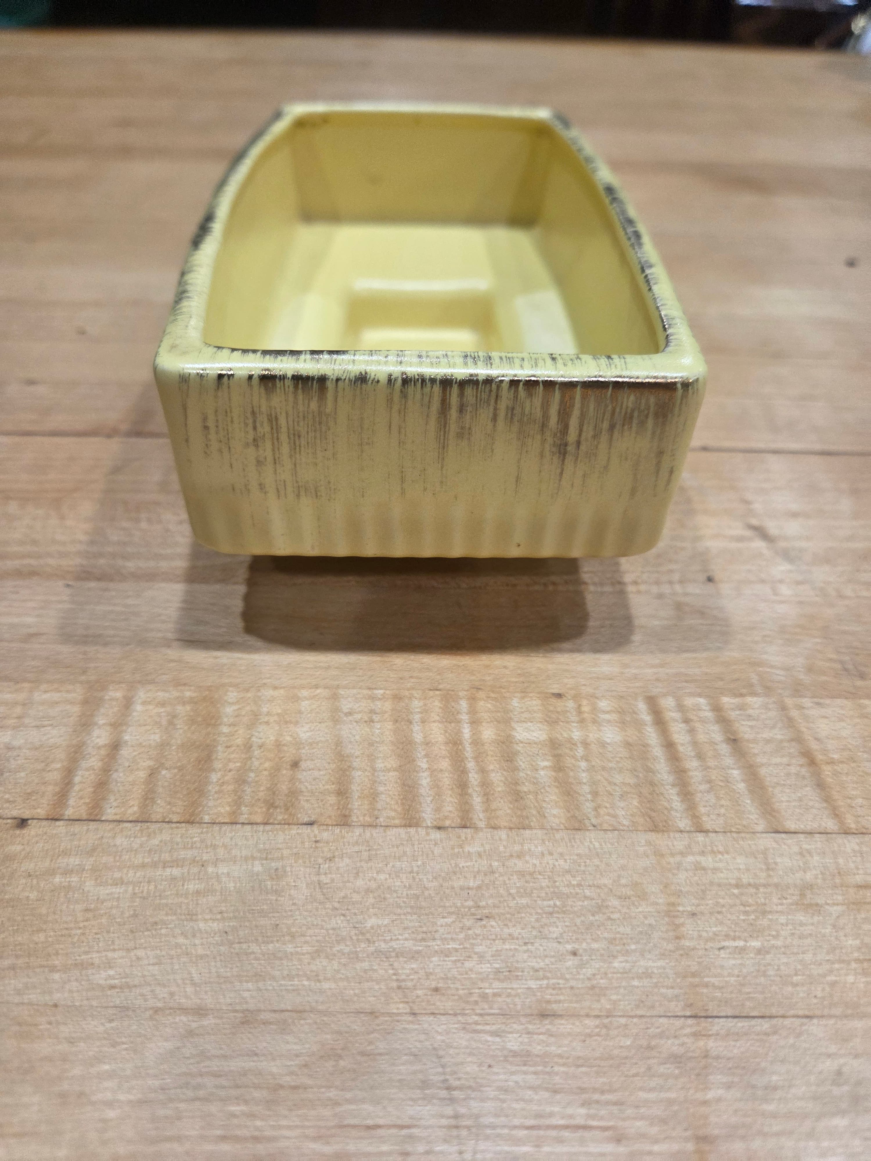 Vintage 1963 Inarco Sun Glo Yellow Ceramic Rectangular Planter E1150 Japan - Thumbnail 2