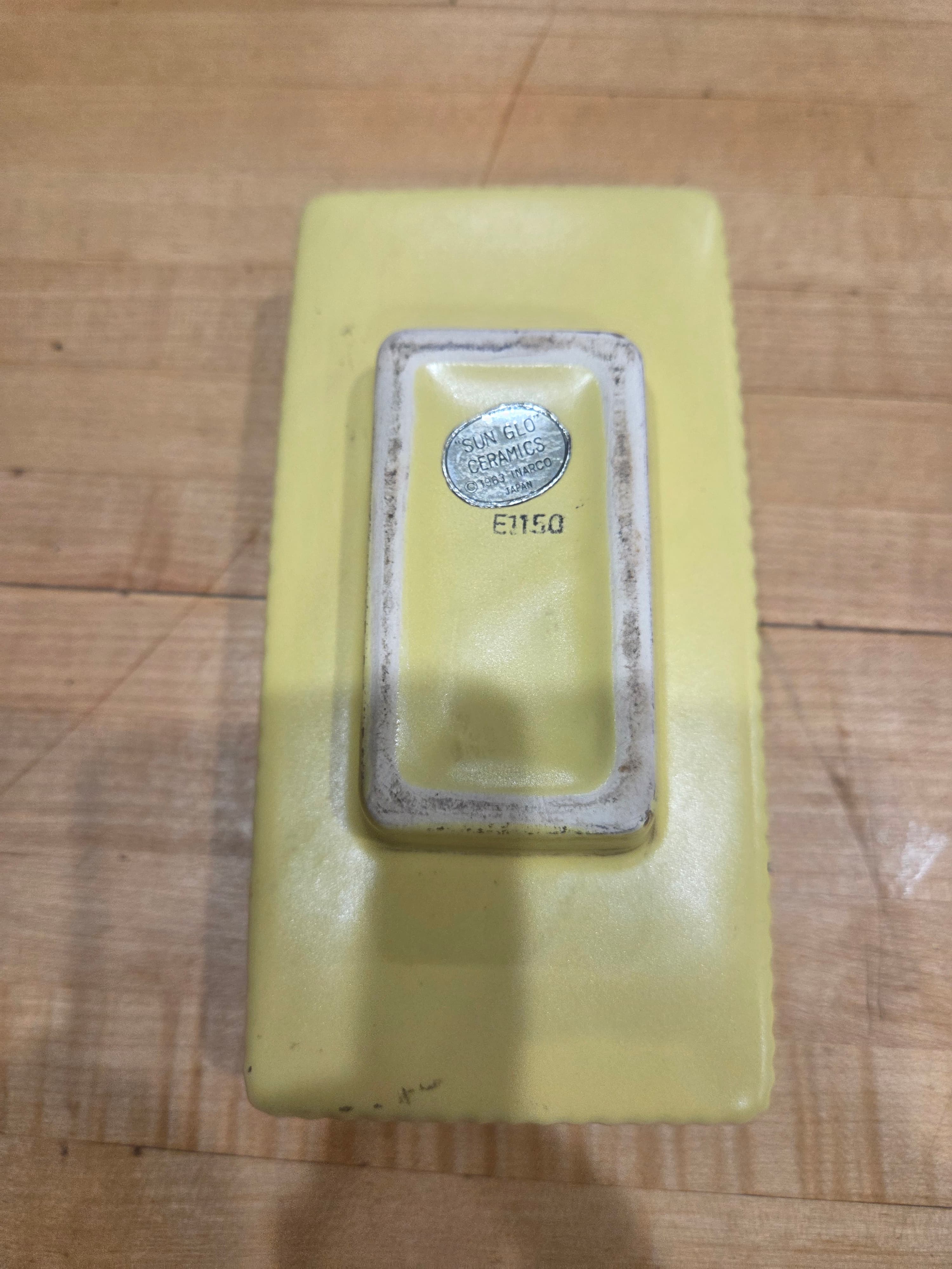Vintage 1963 Inarco Sun Glo Yellow Ceramic Rectangular Planter E1150 Japan - Thumbnail 5