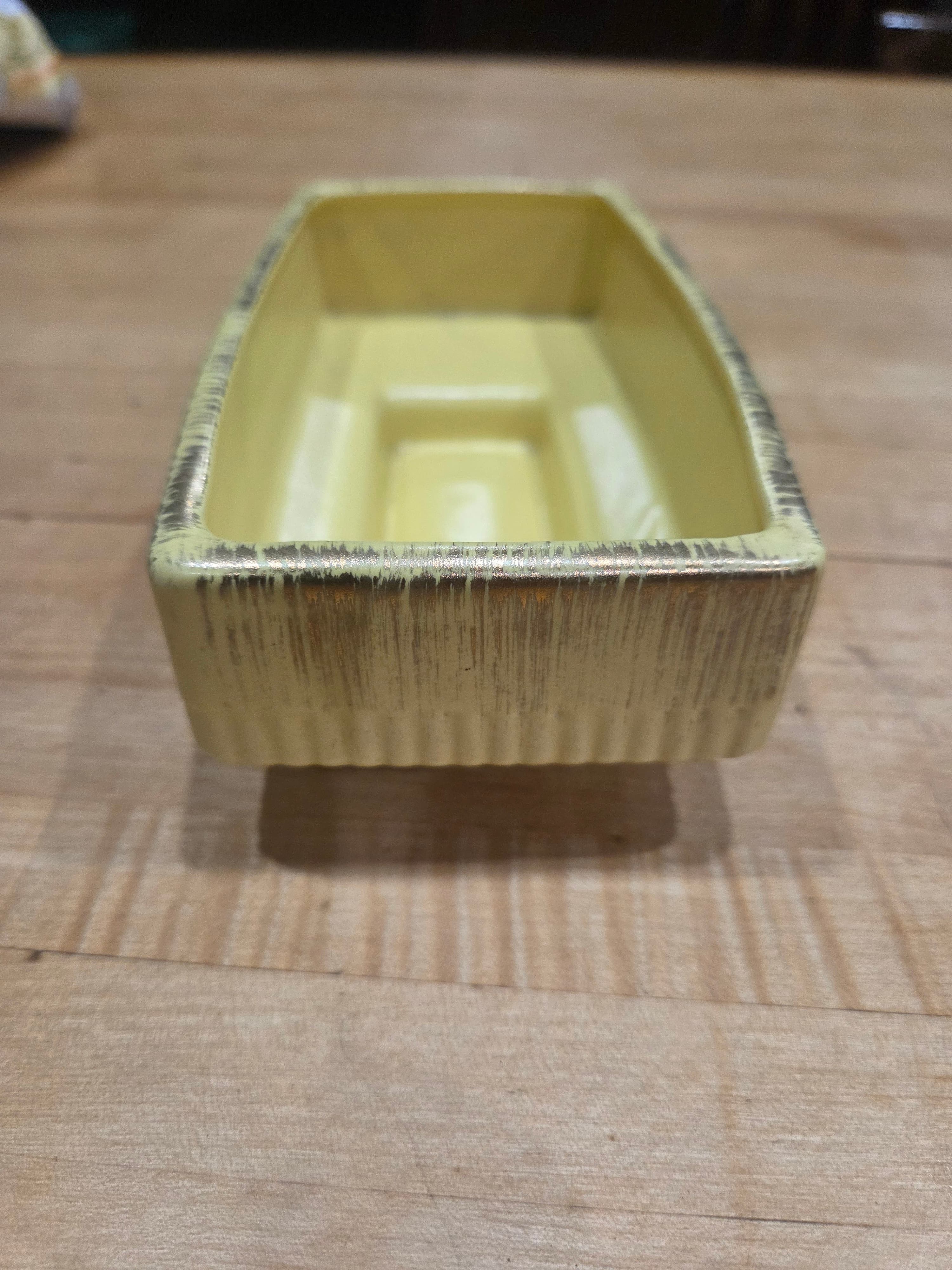 Vintage 1963 Inarco Sun Glo Yellow Ceramic Rectangular Planter E1150 Japan - Thumbnail 3