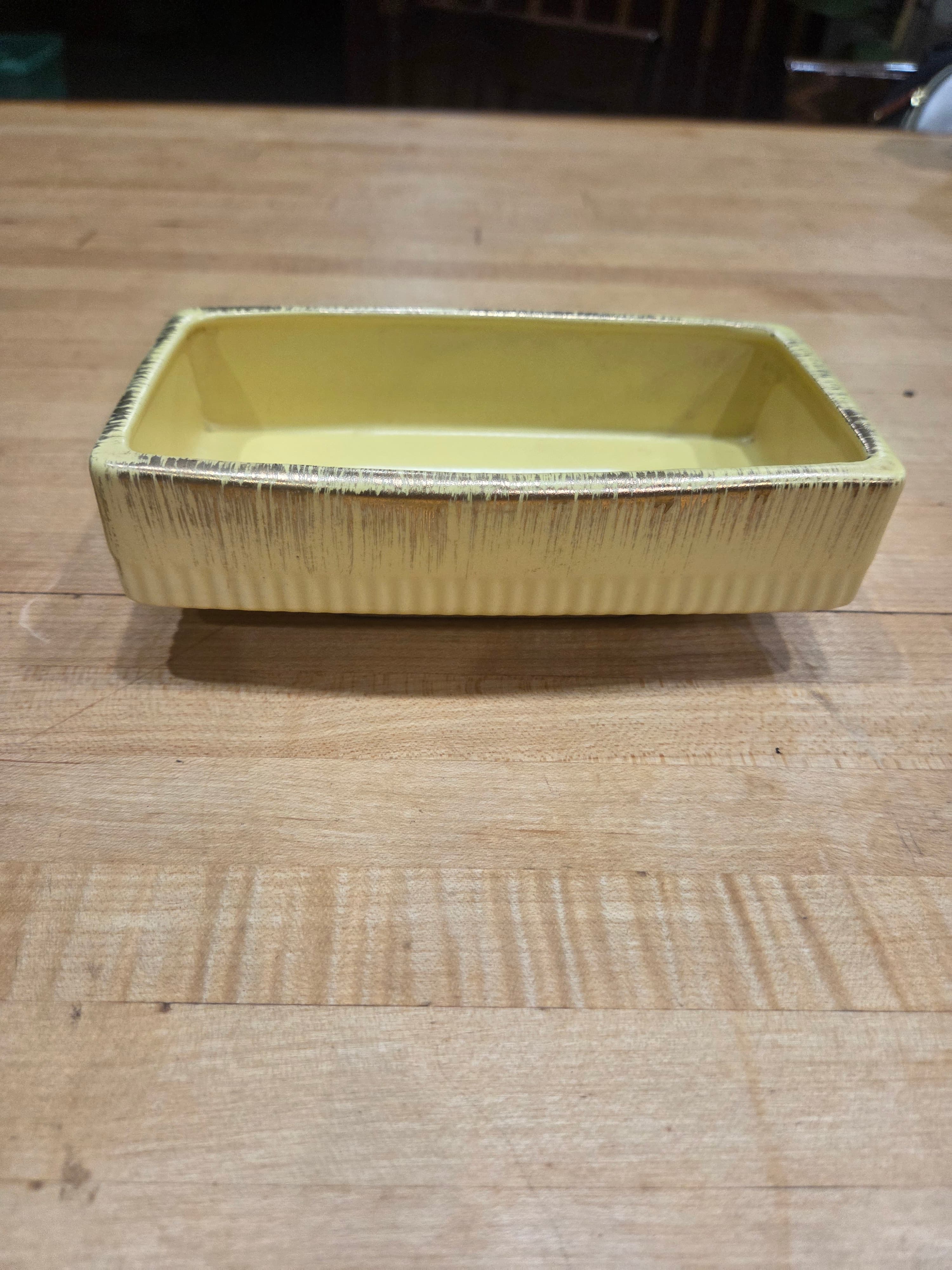Vintage 1963 Inarco Sun Glo Yellow Ceramic Rectangular Planter E1150 Japan - Thumbnail 6