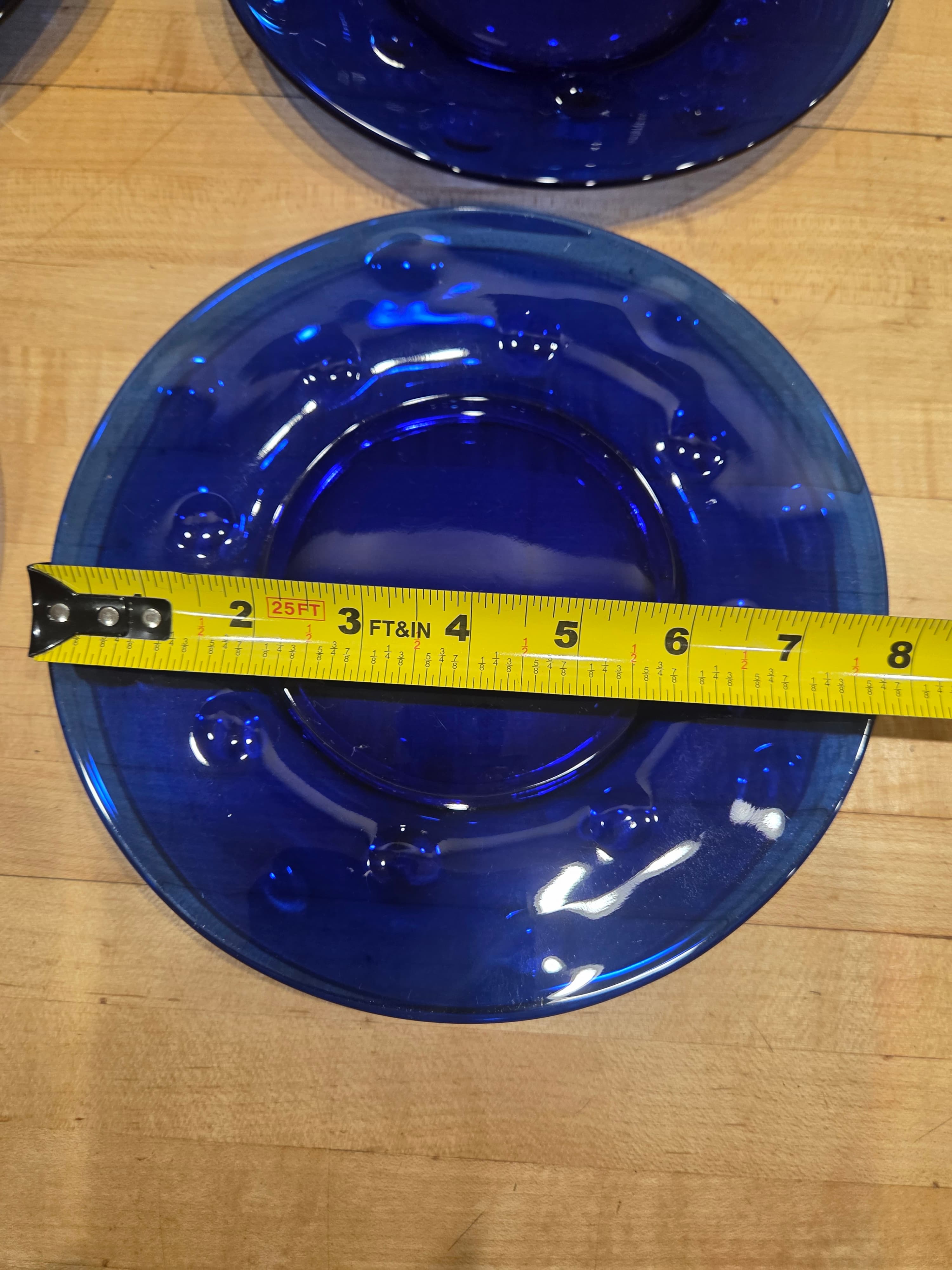 Vintage Indiana Glass Tiara Kings Crown Cobalt Blue Goblets and Plates Set 8pc - Thumbnail 6