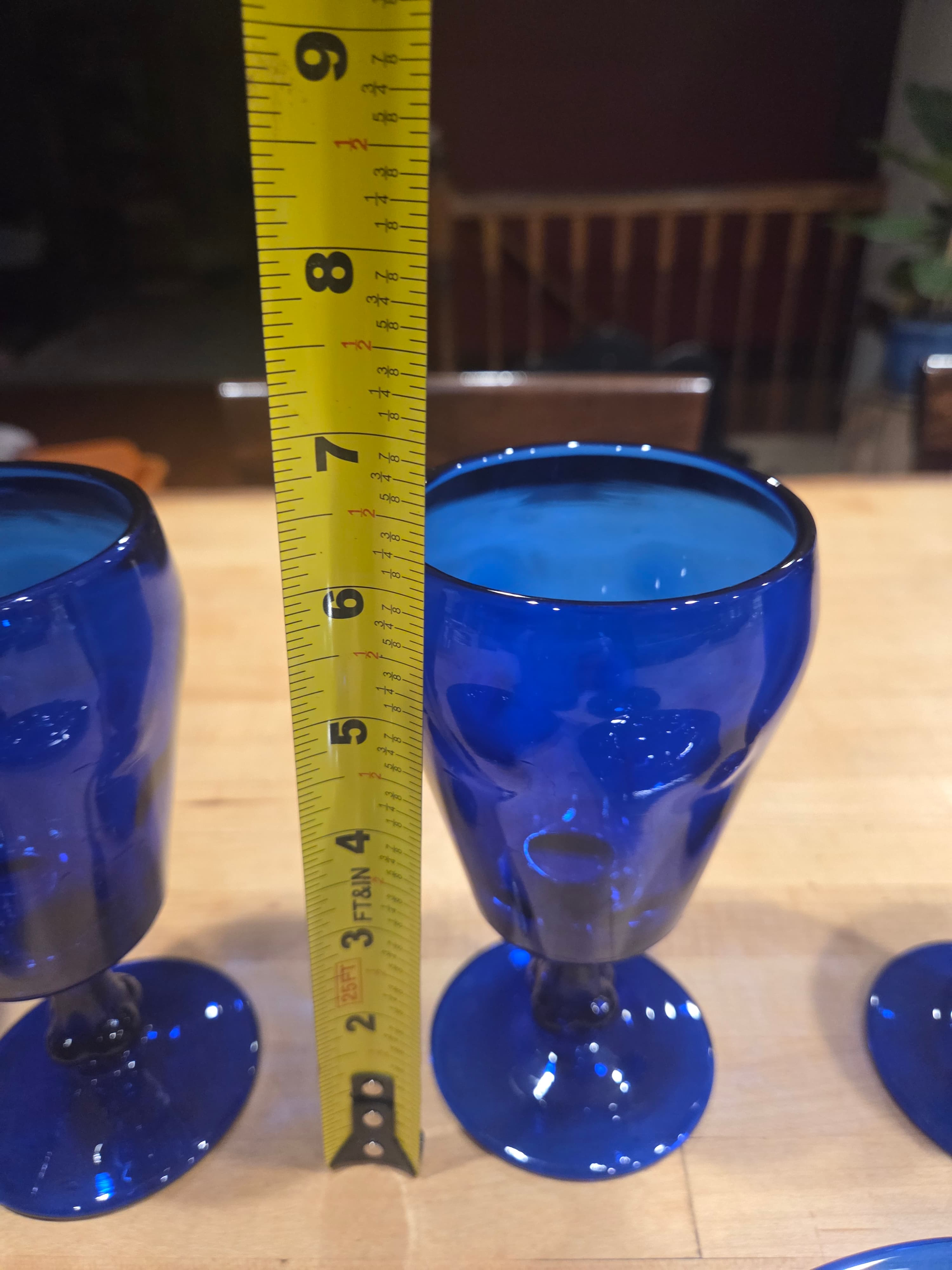 Vintage Indiana Glass Tiara Kings Crown Cobalt Blue Goblets and Plates Set 8pc - Thumbnail 7