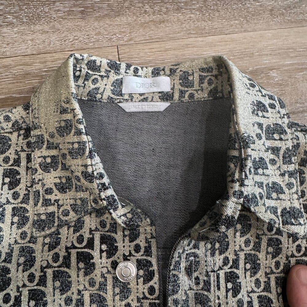Dior Oblique Denim Overshirt / Jacket Gray Silver/Gold Tone Cotton