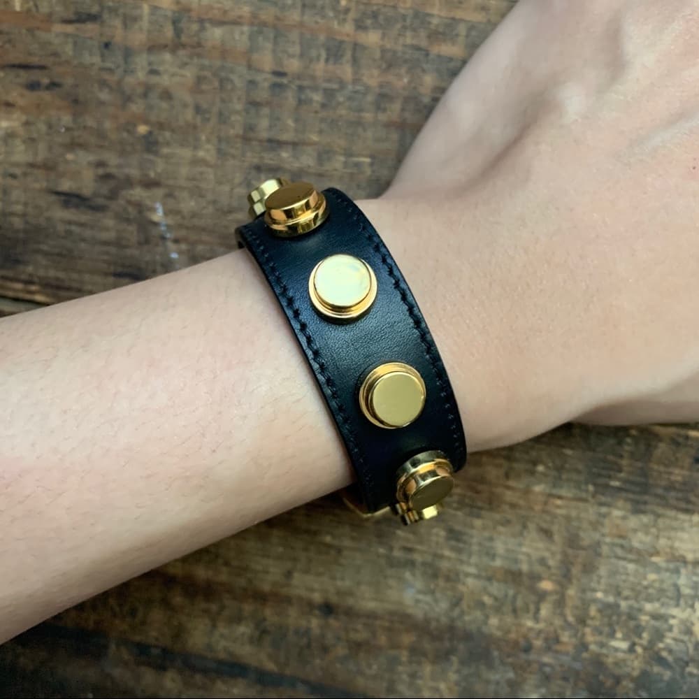 Saint Laurent Studded Leather Bracelet - Thumbnail 2