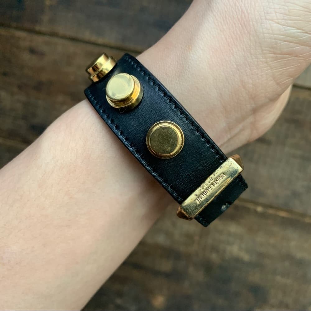 Saint Laurent Studded Leather Bracelet - Thumbnail 4