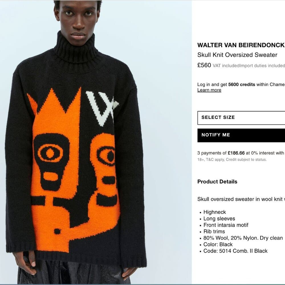 Walter Van Beirendonck Skull Knit Oversized Sweater Size Small - Thumbnail 10