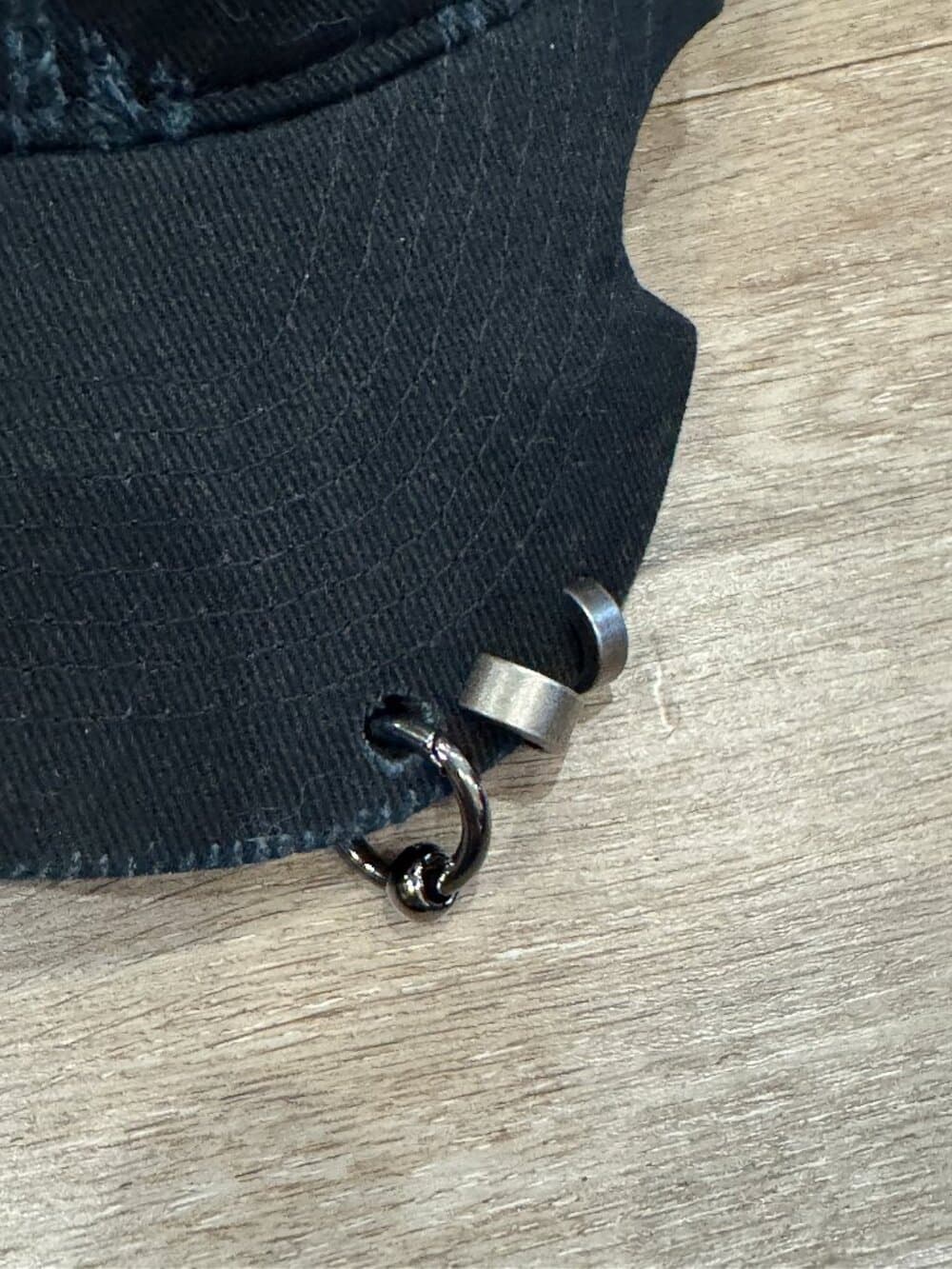 Balenciaga Black Pierced Distressed Baseball Cap Hat