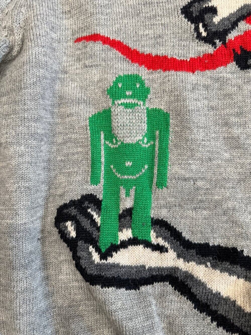 Walter Van Beirendonck FW16 "WOEST" Intarsia Knit Sweater Gray -fits like an XL - Thumbnail 2