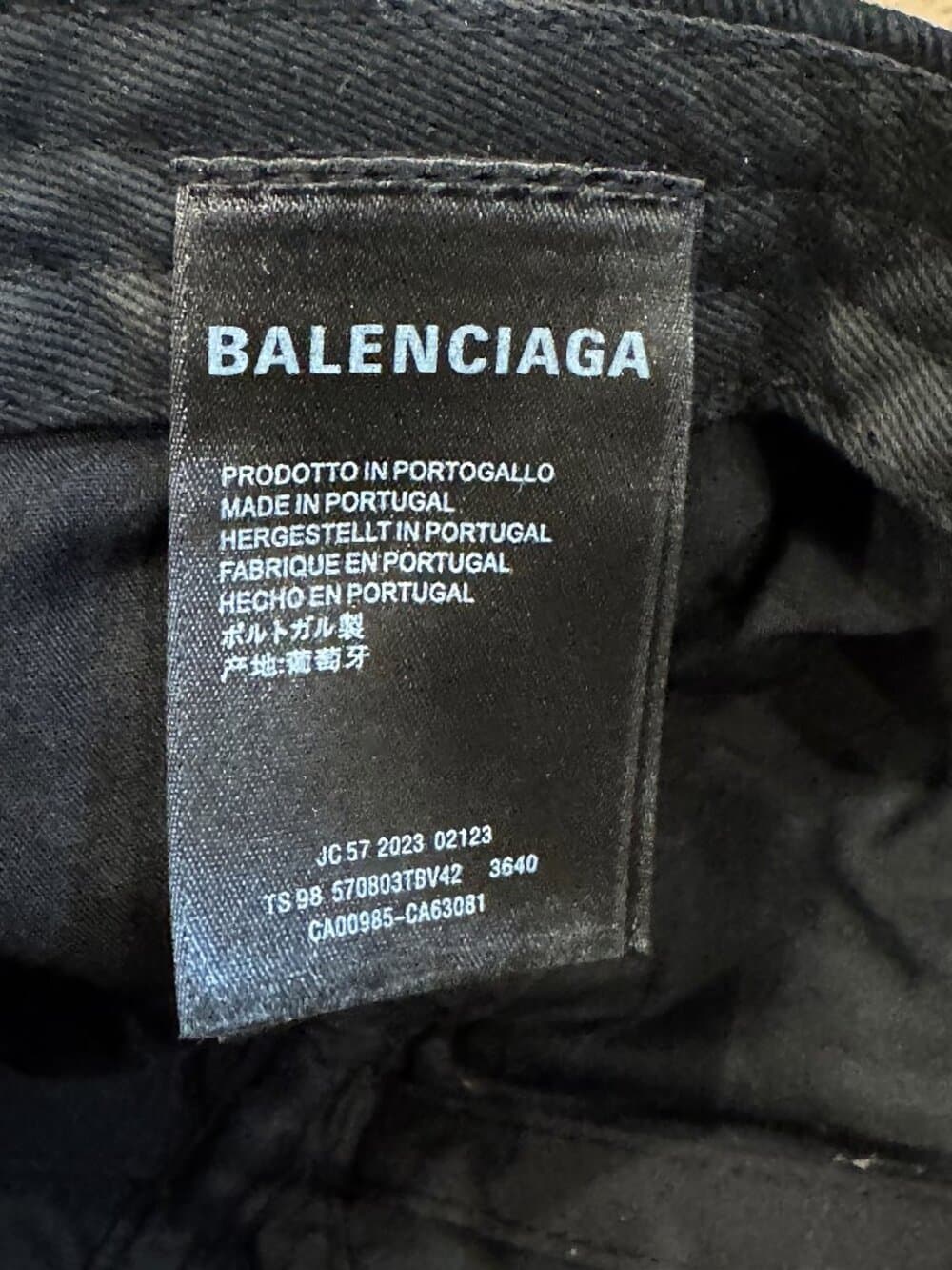 Balenciaga Black Pierced Distressed Baseball Cap Hat - Thumbnail 5