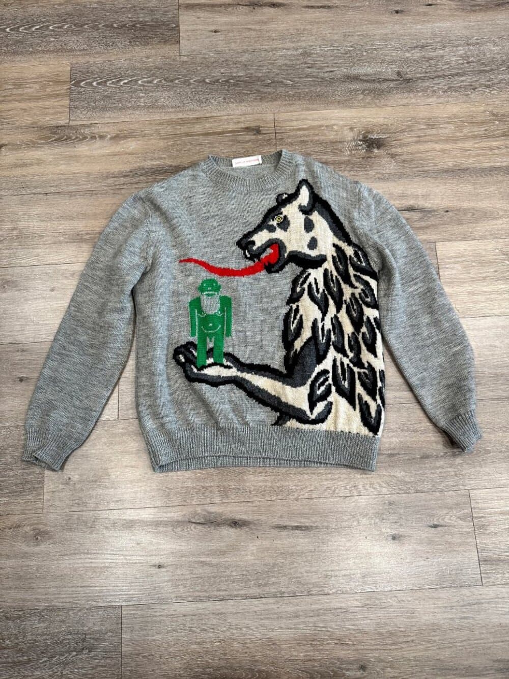 Walter Van Beirendonck FW16 "WOEST" Intarsia Knit Sweater Gray -fits like an XL - Thumbnail 8