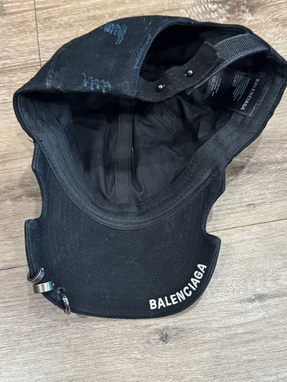 Balenciaga Black Pierced Distressed Baseball Cap Hat - Thumbnail 2
