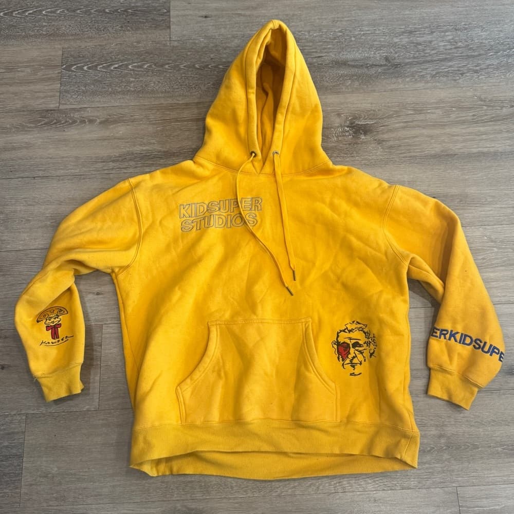 kidsuper studios yellow embroidered hoodie size XL - Thumbnail 11