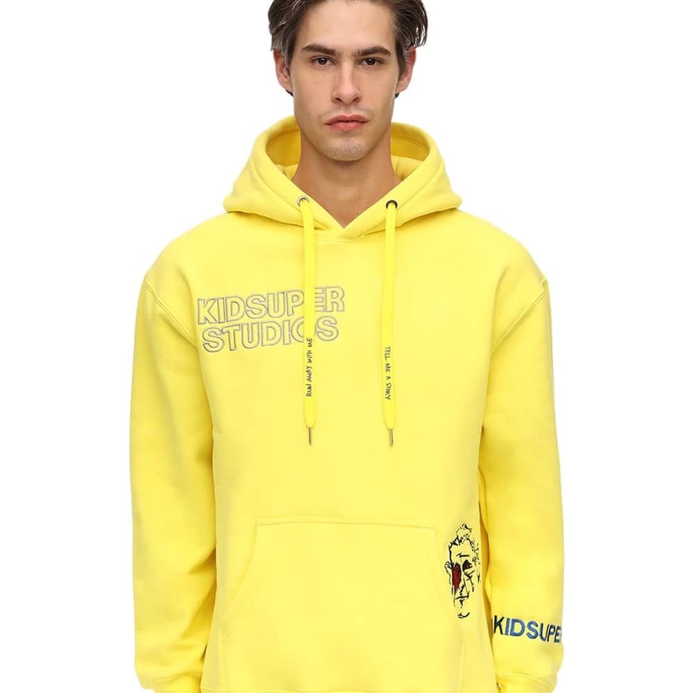 kidsuper studios yellow embroidered hoodie size XL - Thumbnail 4