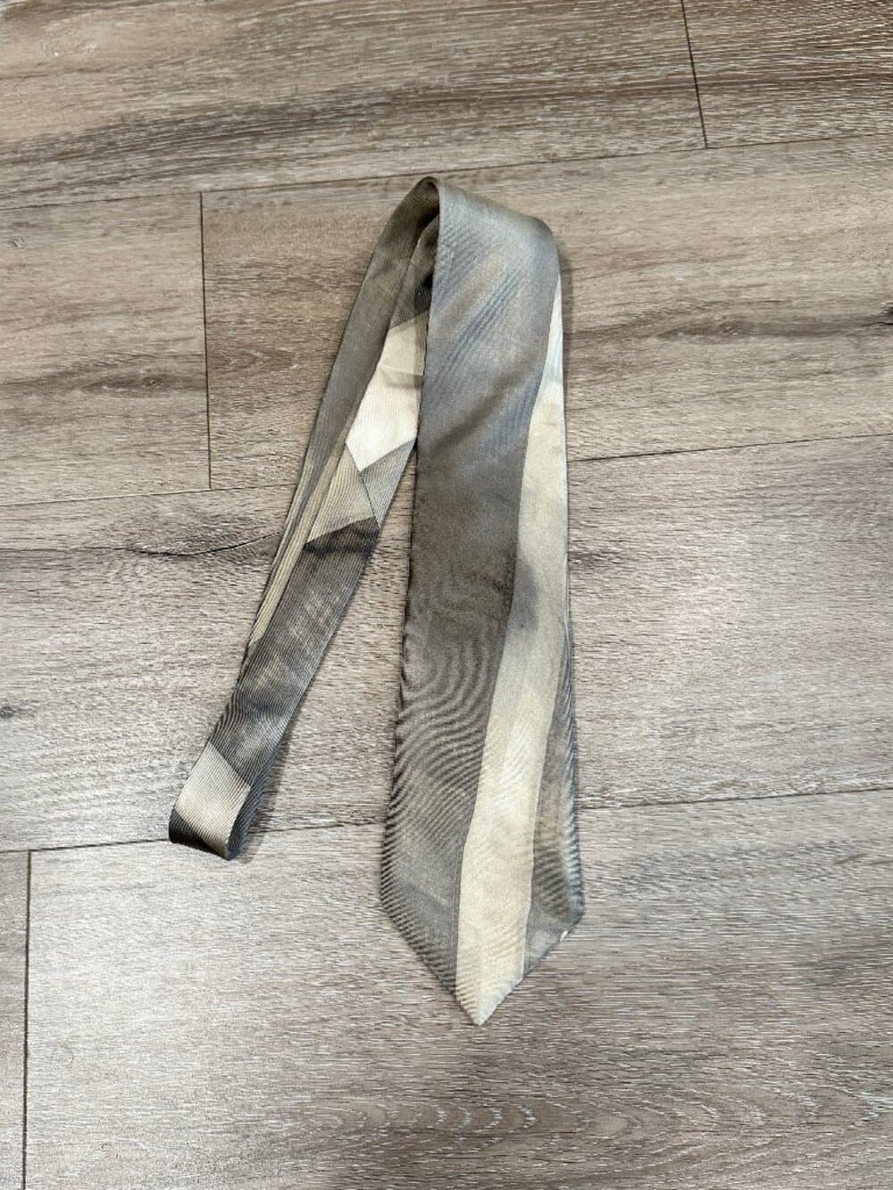 Vivienne Westwood Archive Distressed Union Jack Silk Tie, Grey Silver Italy - Thumbnail 7