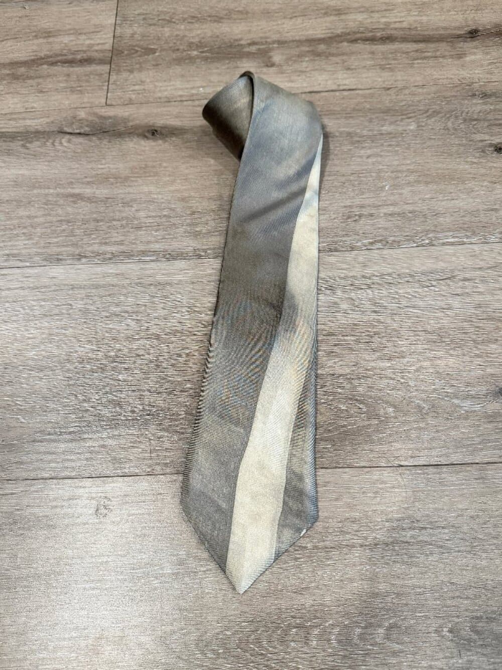 Vivienne Westwood Archive Distressed Union Jack Silk Tie, Grey Silver Italy - Thumbnail 6