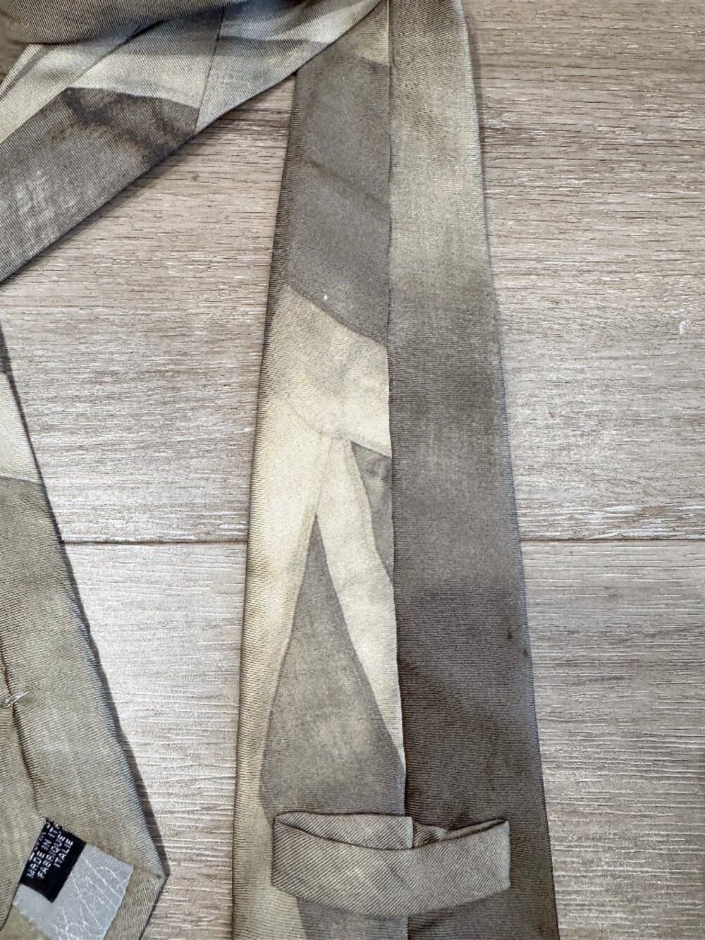 Vivienne Westwood Archive Distressed Union Jack Silk Tie, Grey Silver Italy - Thumbnail 4