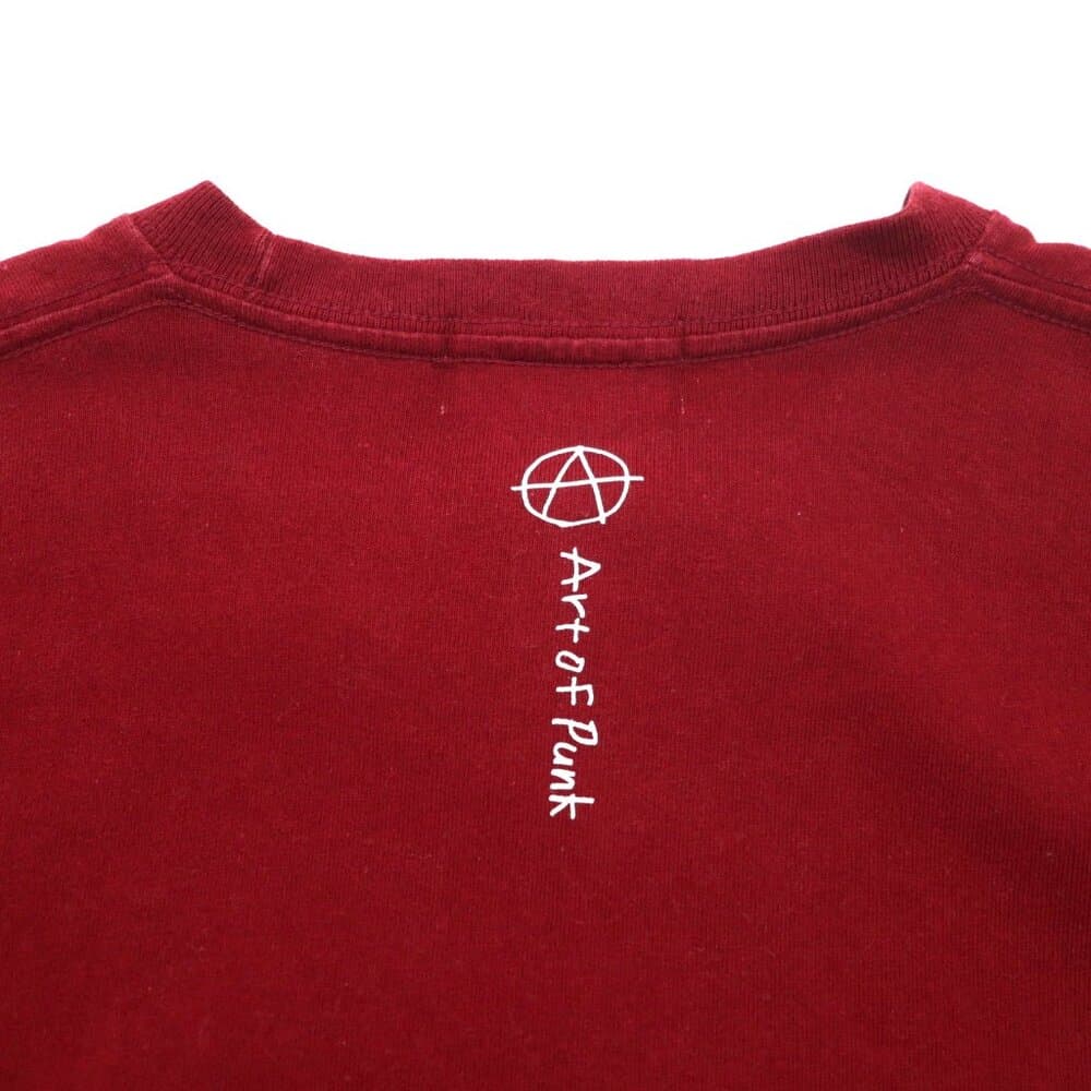 KIDILL Punk Cross Print T-Shirt - Burgundy Cotton - Thumbnail 7