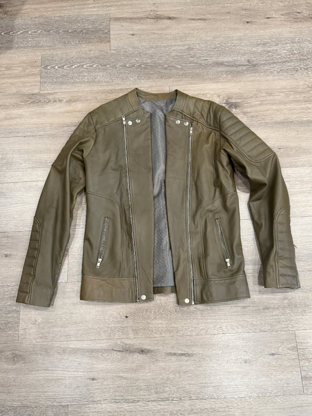 Quilted double-zip vegan leather biker jacket - Balmian style - Thumbnail 11