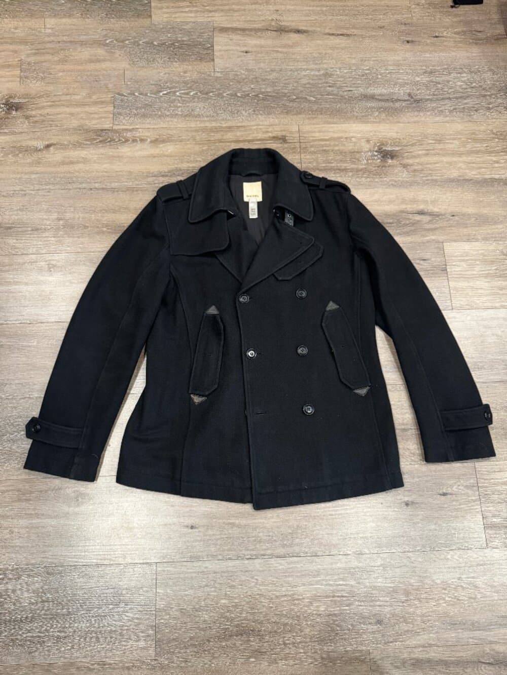 Diesel brand wool double-breasted peacoat - Thumbnail 2