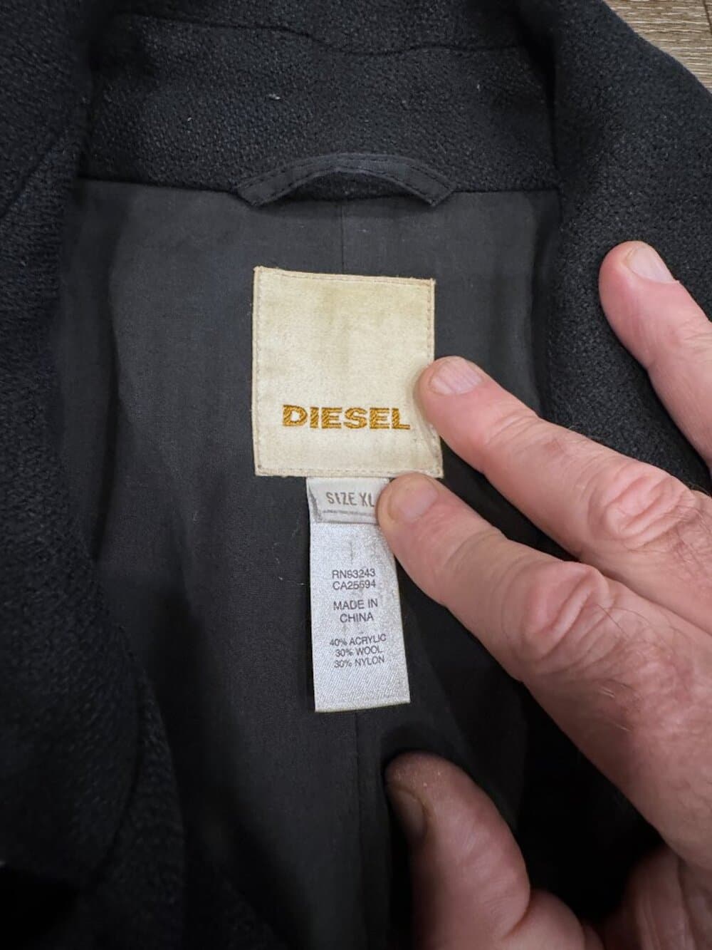 Diesel brand wool double-breasted peacoat - Thumbnail 5