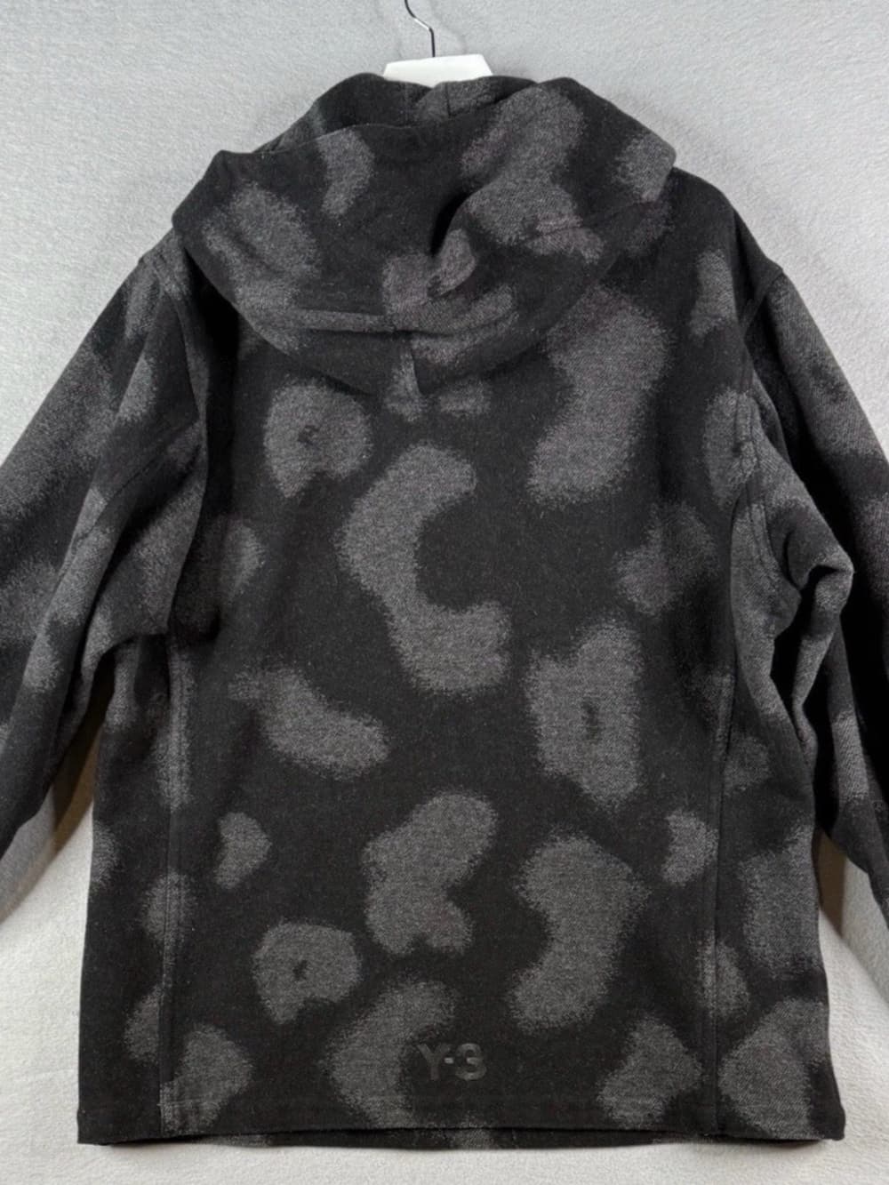 Y-3 Adidas Yohji Yamamoto Pullover Hoodie Black Gray Print Wool Men’s Size Large - Thumbnail 10
