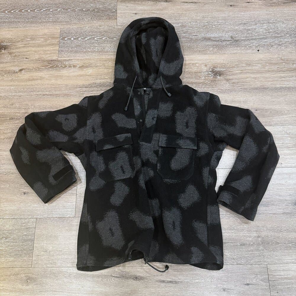 Y-3 Adidas Yohji Yamamoto Pullover Hoodie Black Gray Print Wool Men’s Size Large - Thumbnail 3