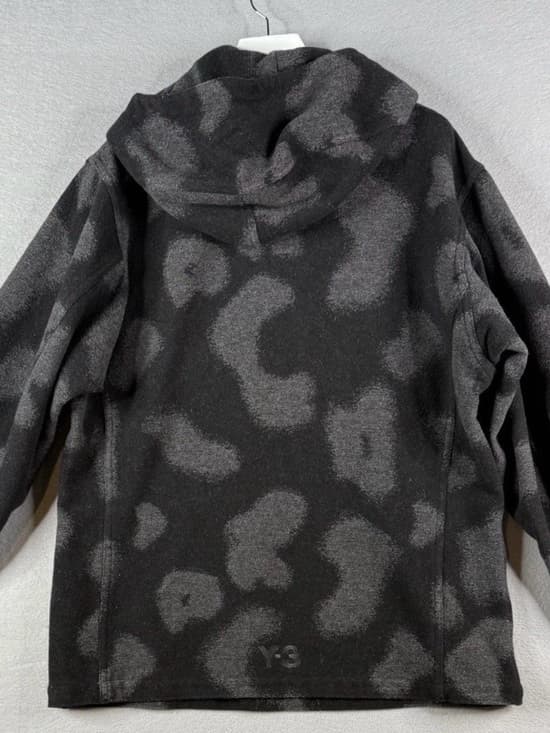 Y-3 Adidas Yohji Yamamoto Pullover Hoodie Black Gray Print Wool Men’s Size Large - Thumbnail 11
