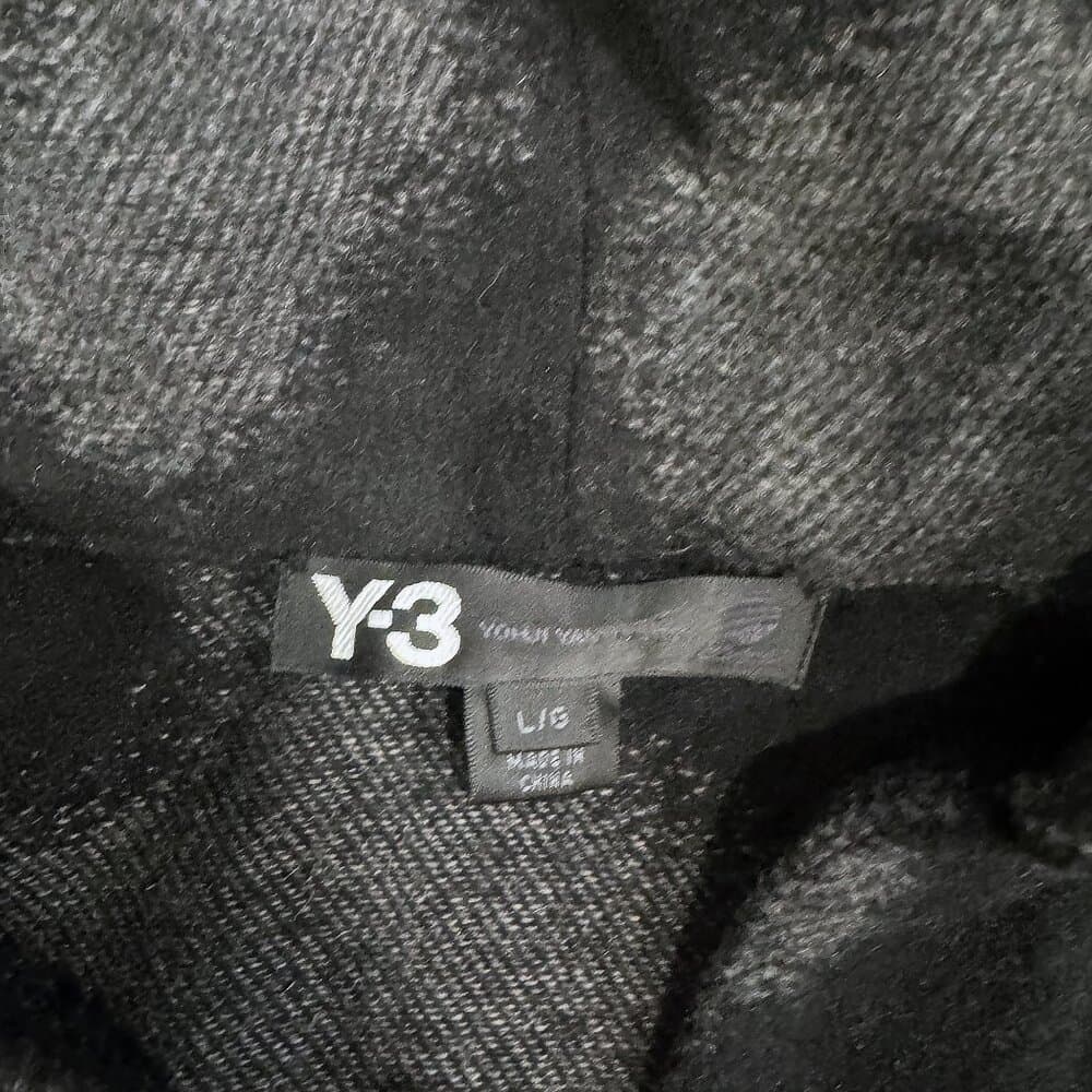 Y-3 Adidas Yohji Yamamoto Pullover Hoodie Black Gray Print Wool Men’s Size Large - Thumbnail 3