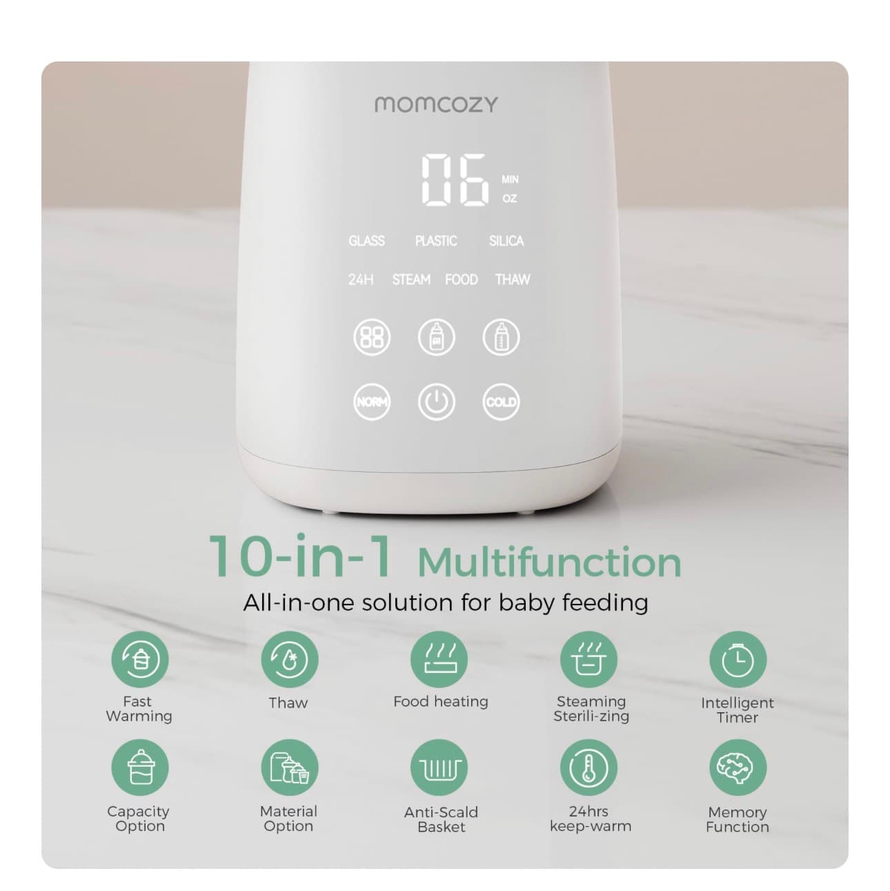 Momcozy Bottle Warmer, Fast Bottle Warmers for All Bottles with Timer, Accurate Temperature Control and Automatic Shut-Off, Multifunctional Bottle Warmer for Breastmilk - Thumbnail 3