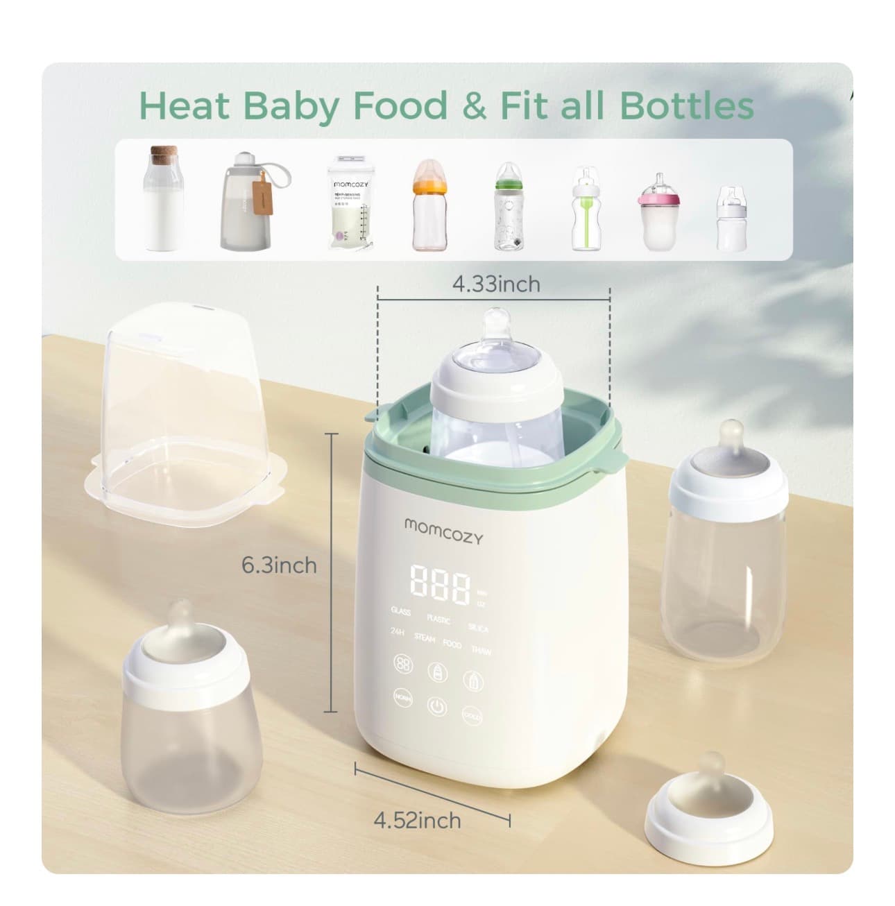 Momcozy Bottle Warmer, Fast Bottle Warmers for All Bottles with Timer, Accurate Temperature Control and Automatic Shut-Off, Multifunctional Bottle Warmer for Breastmilk - Thumbnail 4