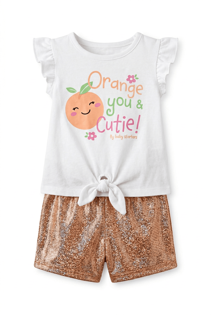 BWA Baby Outfit with Sunglasses, Orange, 0-3 Months - Thumbnail 2