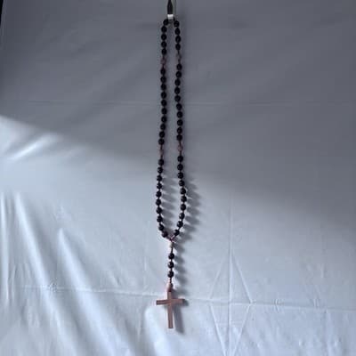 Extra Large Wood Rosary Prayer Beads Laquered Table Top Wall Hanging Catholic - Thumbnail 7