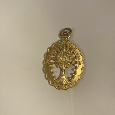 Antique Gold Peoples Eucharistic League Monstrance Sacrament Communion Medal Vtg - Thumbnail 8