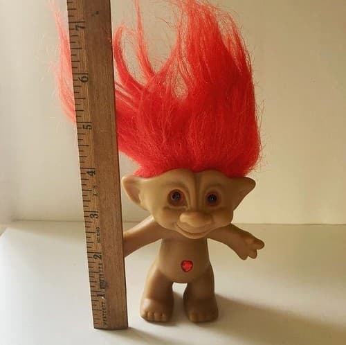 Vintage 90s Troll Doll Ace Novelty 4 inch Red Hair +Heart Gem Valentines Day - Thumbnail 2