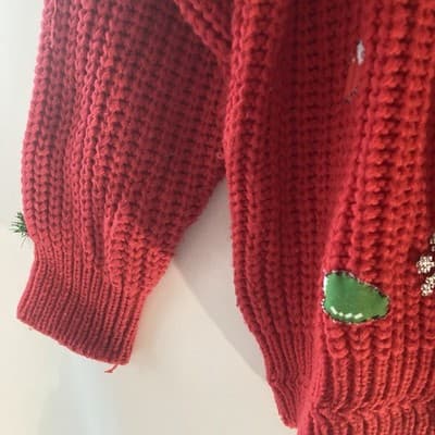 Vintage Mervyns Ugly Christmas Sweater Red Knit Christmas Bulbs Snowflakes Small - Thumbnail 5