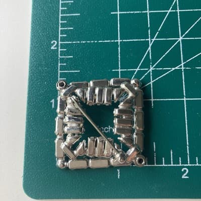 VTG Art Deco Revival Brilliant Clear Layered Rhinestone Baquette Brooch Diamond - Thumbnail 3