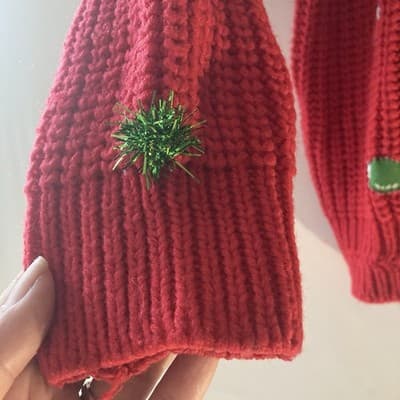 Vintage Mervyns Ugly Christmas Sweater Red Knit Christmas Bulbs Snowflakes Small - Thumbnail 9