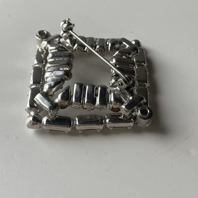 VTG Art Deco Revival Brilliant Clear Layered Rhinestone Baquette Brooch Diamond - Thumbnail 8