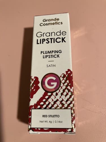 Grande Cosmetics Lip Plumping Lipstick Satin Shade Red Stiletto Full Size 4g/ 0.