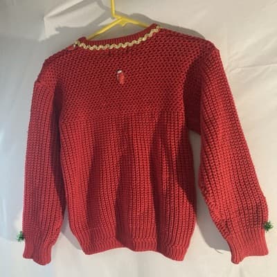 Vintage Mervyns Ugly Christmas Sweater Red Knit Christmas Bulbs Snowflakes Small - Thumbnail 17