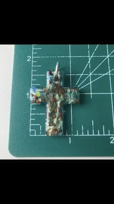 Vintage Art Glass Cross Crucifix Pendant Diochoic Glass 1.5in Catholic Religious - Thumbnail 3