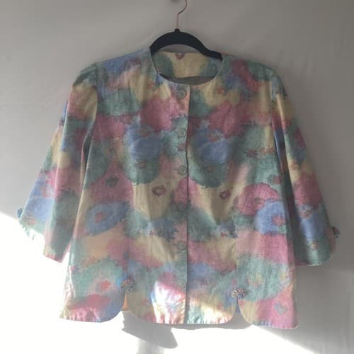Vintage Handmade Water Color Pastel Women’s Blazer GrannyCore Fairy Core Medium