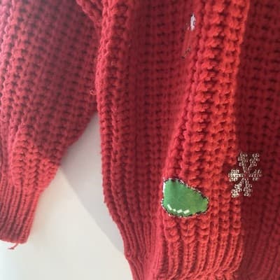 Vintage Mervyns Ugly Christmas Sweater Red Knit Christmas Bulbs Snowflakes Small - Thumbnail 4